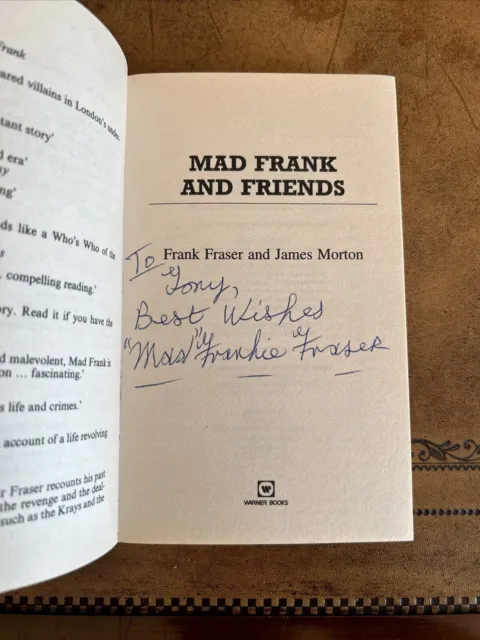 Mad frankie Fraser Hand signed Paper Back. Kray Twins