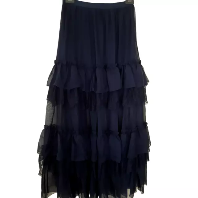 Three floor Navy Ladies Long Jipsy Summer Casual Floral Girls skirt Size 4 8