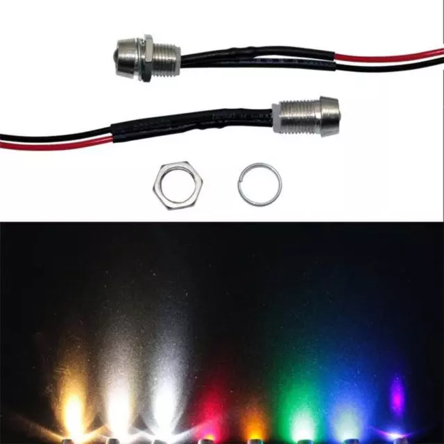 LEDs señal única súper brillante 5V 12V 24V M8 Hilo de rosca + 20cm Cable Fabric