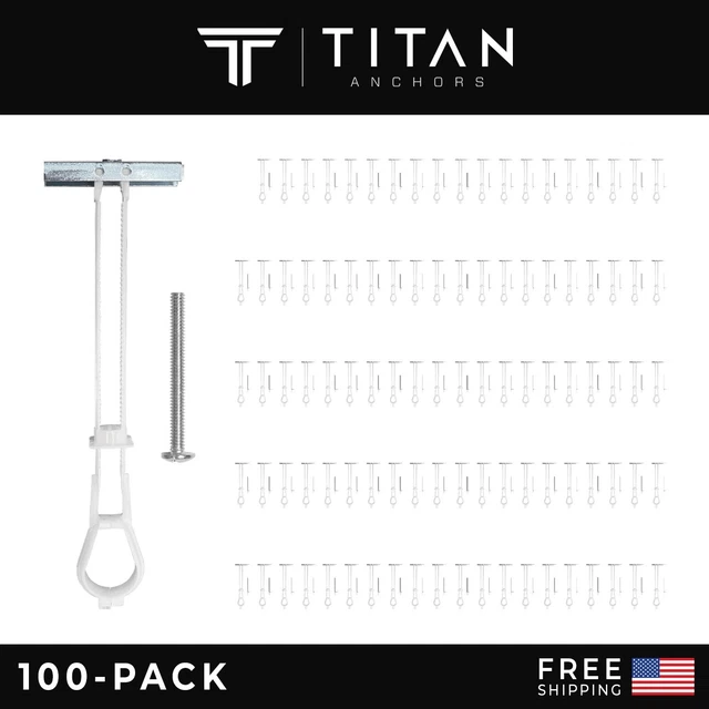 100-Pack 1/4"-20 Quick Toggle Anchors + Bolts for Drywall, Stud & Concrete Block