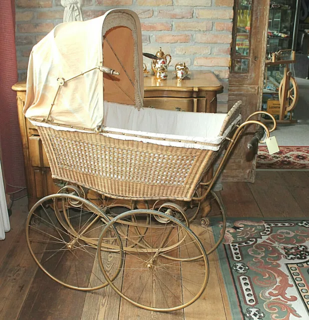 Antiker Alter Brennabor Kinderwagen Puppenwagen Deko Shabby Chic Vintage Korb