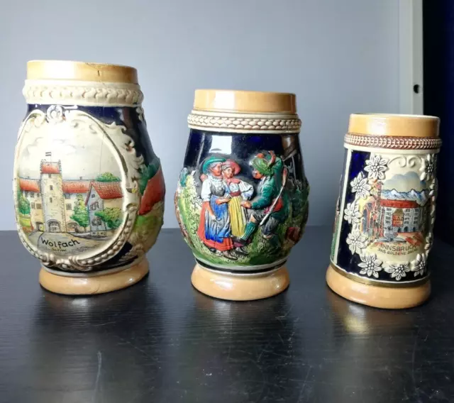 lot de 3 chopes a bière vintage