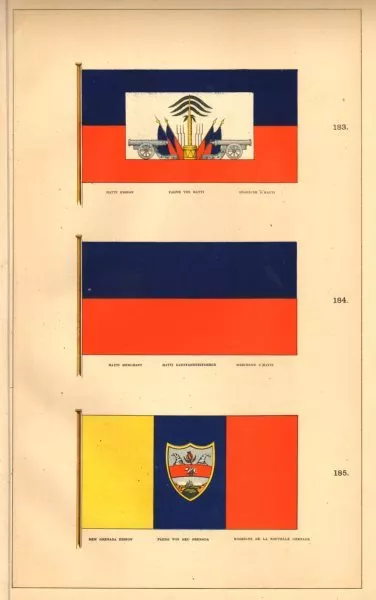 HAITI/COLOMBIA FLAGS. Hayti Ensign & Merchant; New Grenada Ensign. HOUNSELL 1873