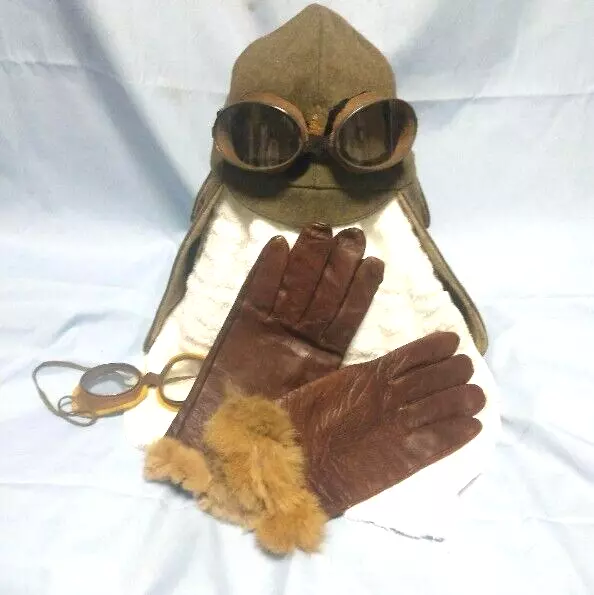 Japanese Army Simple Winter Hat leather gloves with fur glasses WW2 IJA T202403M