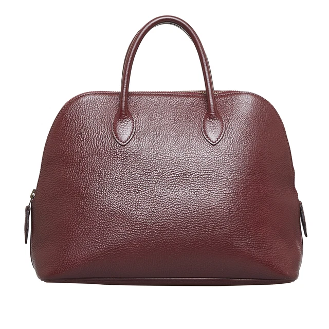 Authenticated Hermes Togo Bolide 30 Red Bordeaux Calf Leather Handbag