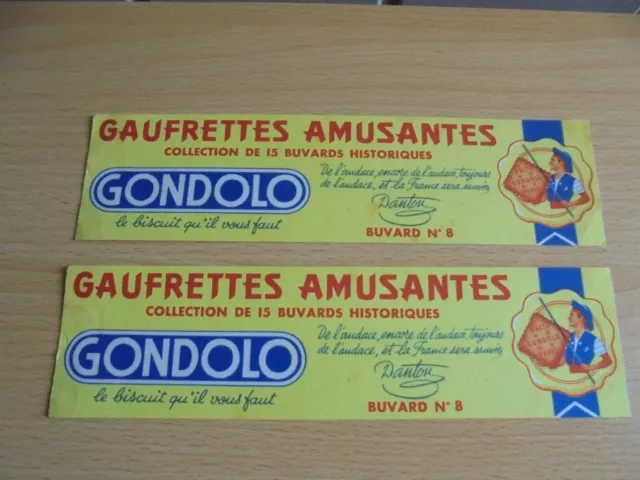 2 buvards publicitaires Gondolo Gaufrettes amusantes