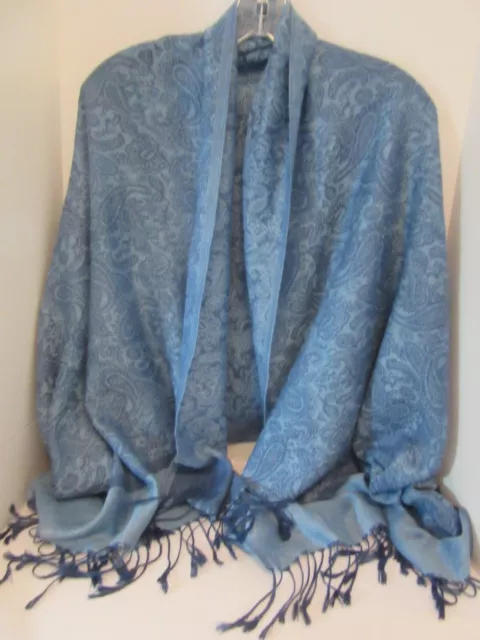 Blue shawl wrap Pashmina style. 31" by 60".