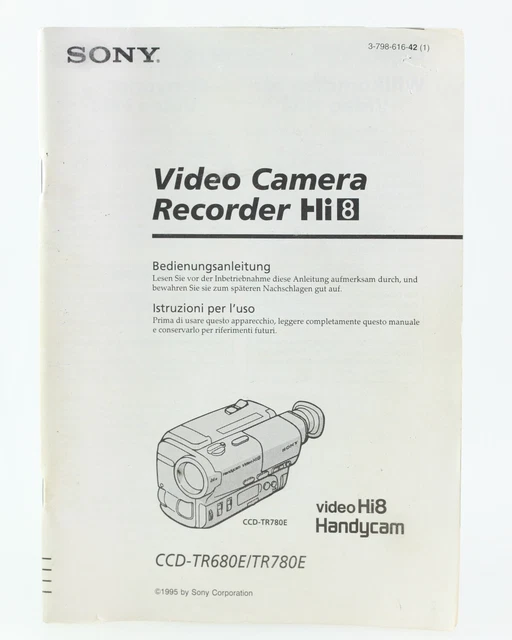 BEDIENUNGSANLEITUNG SONY CAMERA Recorder Hi8 hi8 hi8 Instructions EUR 24,00 PicClick DE