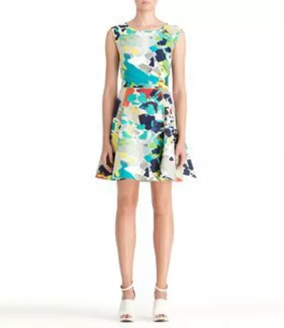 RACHEL ROY Colorful Abstract Print Cotton/Silk Scoop-Back Fit & Flare Dress S 4