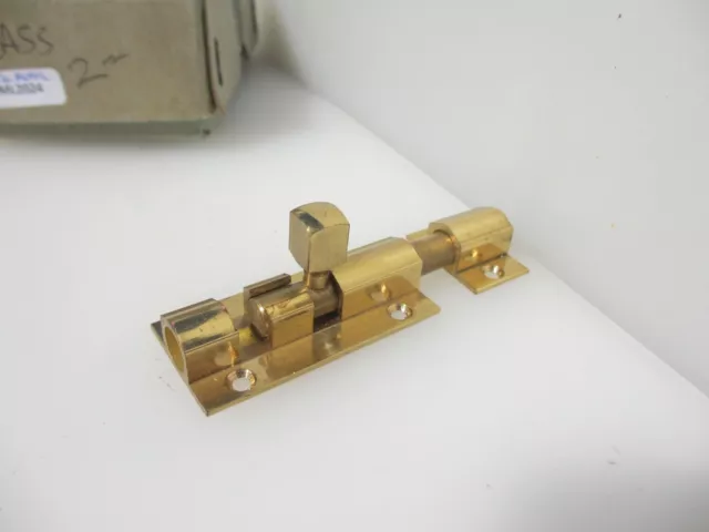 Vintage Brass Door Lock Sliding Bolt Old Retro 1970's (New old stock) 2.75"