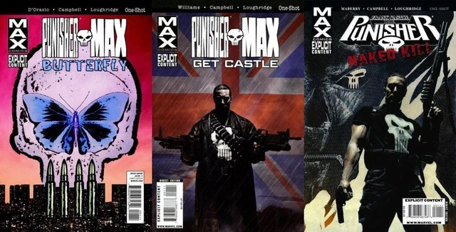 Punisher MAX: Butterfly, Get Castle (2010), & Naked Kill Marvel - 3 Comics