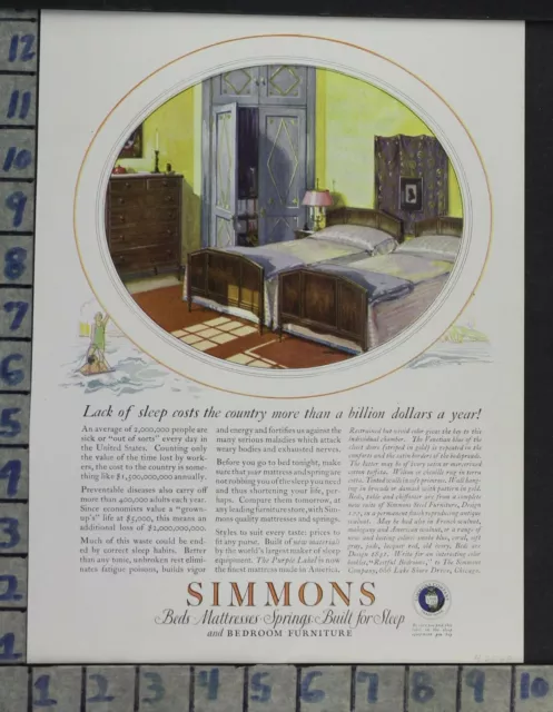 1925 Home Decor Bedroom Simmons Mattress Bed Sport Water Ski Vintage Ad Cp77
