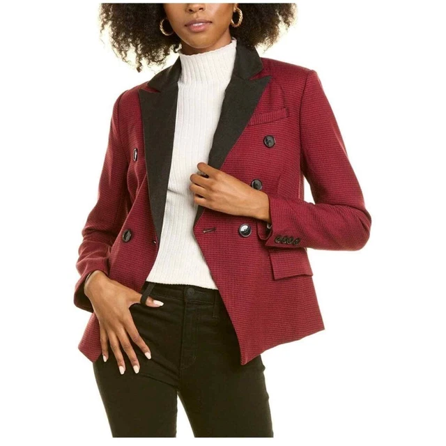 NWT Walter Baker Phelps Houndstooth Double Breasted Blazer in Petite Check
