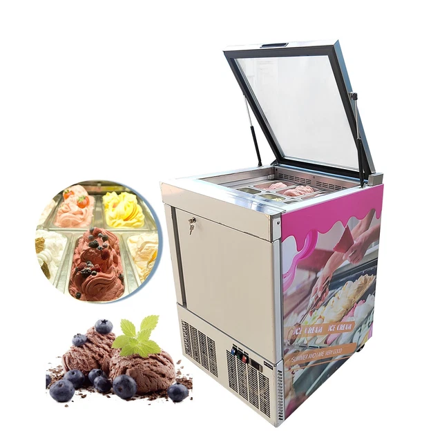 Kolice Commercial Ice Cream Display Showcase Gelato Showcase Display Freezer