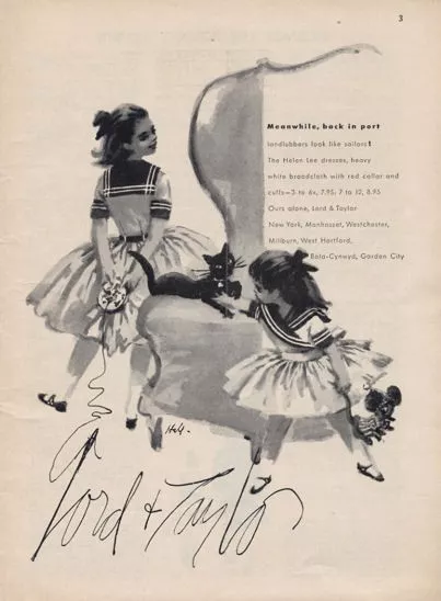 1957 LORD & Taylor PRINT AD Adorable Vintage Girls Dress Fashion ART Great  Decor $14.99 - PicClick