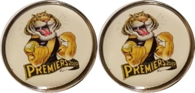 2 only RICHMOND TIGERS 2019 Premiers GOLF BALL MARKERS 25 mm