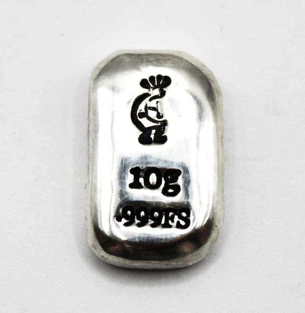 10g Hand Poured Fine Silver Bar 999 - Bullion - Kokopelli - 10.67g
