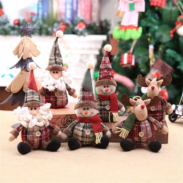 Stuffed Christmas Hanging Snowman Ornament Xmas Tree Decor Santa Claus Doll