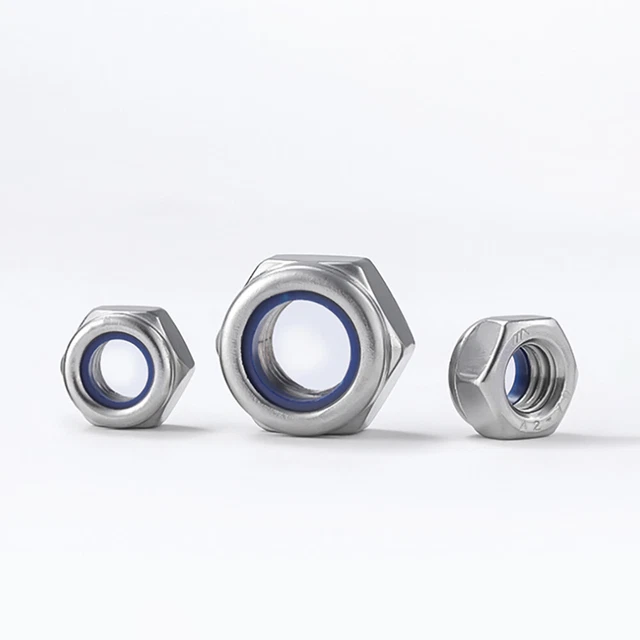 M8-M20 Hexagon Nylon Insert Lock Nut Fine Pitch Nyloc Nuts A2 Stainless Steel