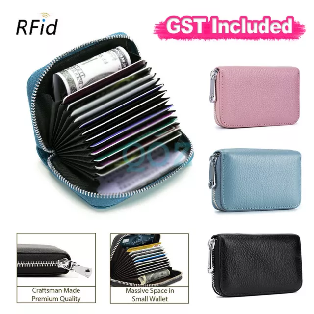 Wallet Card Holder Women Zip Leather Short Wallet RFID Blocking Coin Purse Pouch