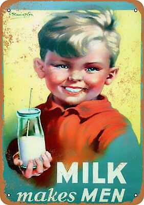 Metal Sign - 1930 Milk Makes Men - Vintage Look Reproduction