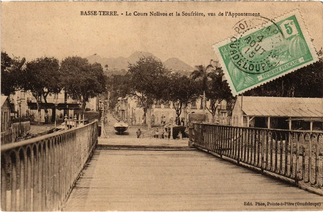 Carte Postale Ancienne Guadeloupe – Basse-Terre, Cours Nolivos Et Grande Rue (années 1910)