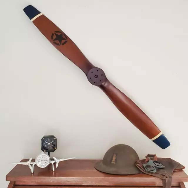Replica WWI Sopwith Wood Wooden Airplane Aircraft Propeller 47" Blue White Tips