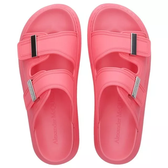 Alexander McQueen Women's Oversize Hybrid Slide Sandal Coral Size 37.5 MSRP $350