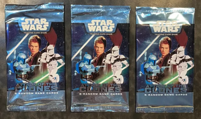 Star Wars Attack of the Clones Lot of 3 Trading Card Game Packs Sealed