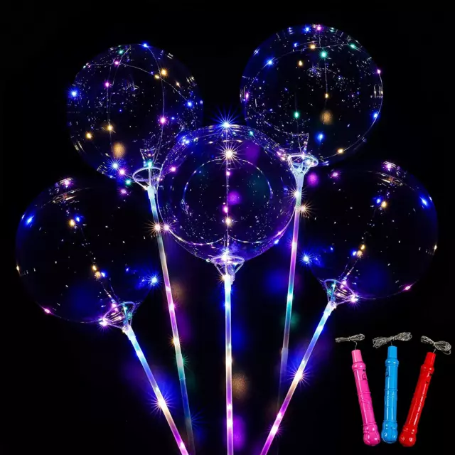 10 PACK LED Light Up BoBo Balloons 20 Party Birthday Transparent