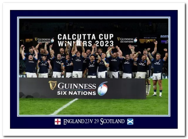 England 23 v 29 Scotland 2023 Calcutta Cup Rugby Framed A4 Colour Print 23a