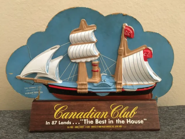 Vintage Canadian Club Whiskey Sailing Ship Sign