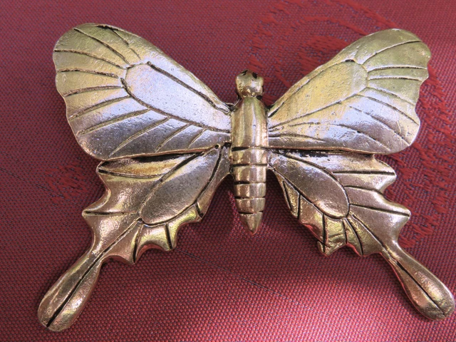Bijou étain argenté broche barrette signée brooch