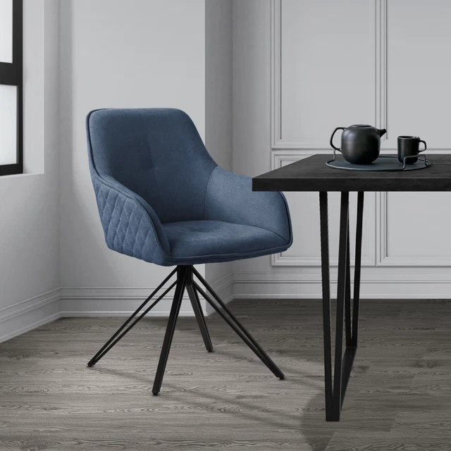 Chaise De Salle à Manger Pivotante Bleue – Design Moderne – Rembourrée