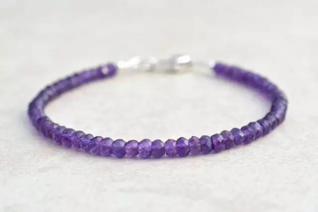 Véritable Foncé Améthyste 3-4mm Rondelle à Facettes Perles Bijou Pierres