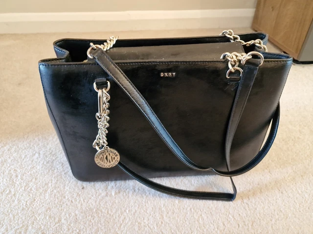 New DKNY BRYANT PARK Black Dome Leather Satchel Bag.$350.00.100