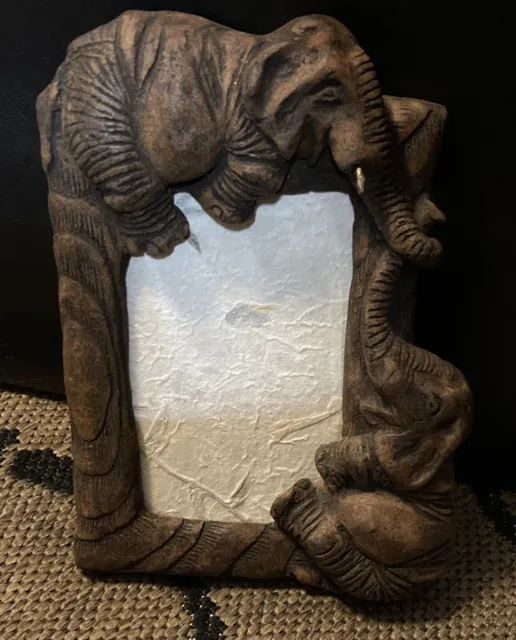 Handmade Elephant Picture Frame. Made In Thailand. 8.5” By 6.25”