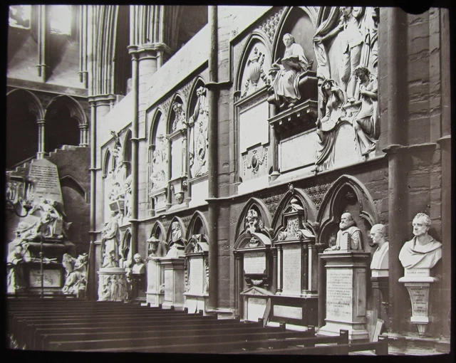 Glas magische Laterne Rutsche DICHTER ECKE WESTMINSTER ABBEY C1890 VIKTORIANISCHES FOTO