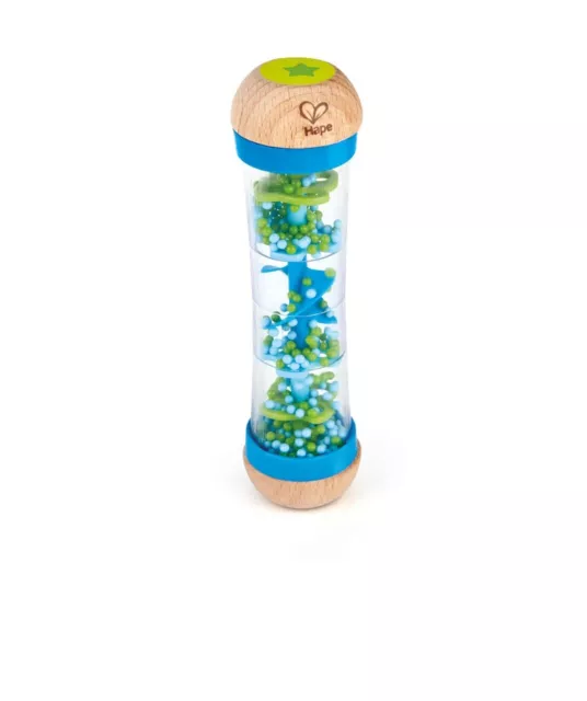 Hape Rainmaker   Mini Rattle Wooden Rainmaker Toy, Blue