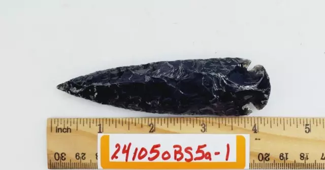 4.25" Obsidian Spearhead - Lance Head - Drill Point Hand Knapped "Dragon Glass"