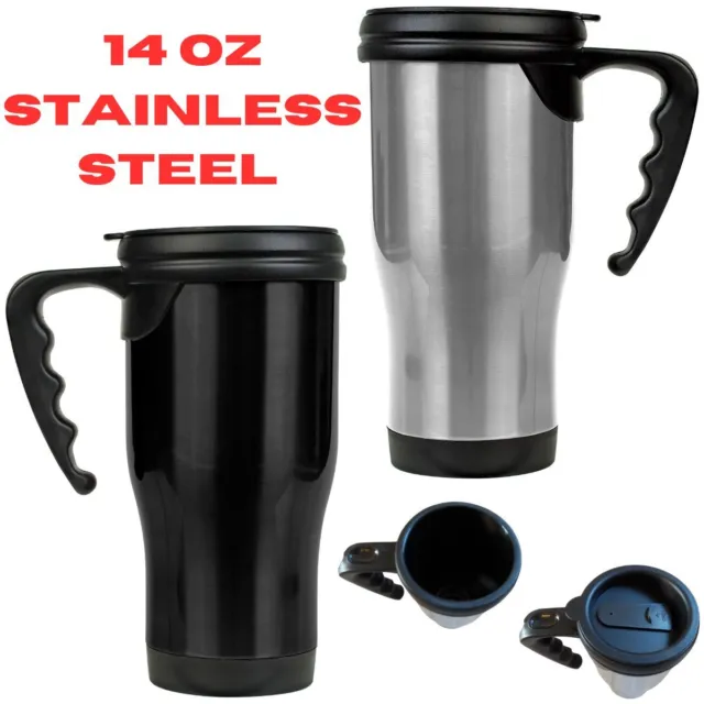 Coffee Travel Mug 14 Oz Stainless Steel Black Hot Cup Liner Tumbler Travel Lid
