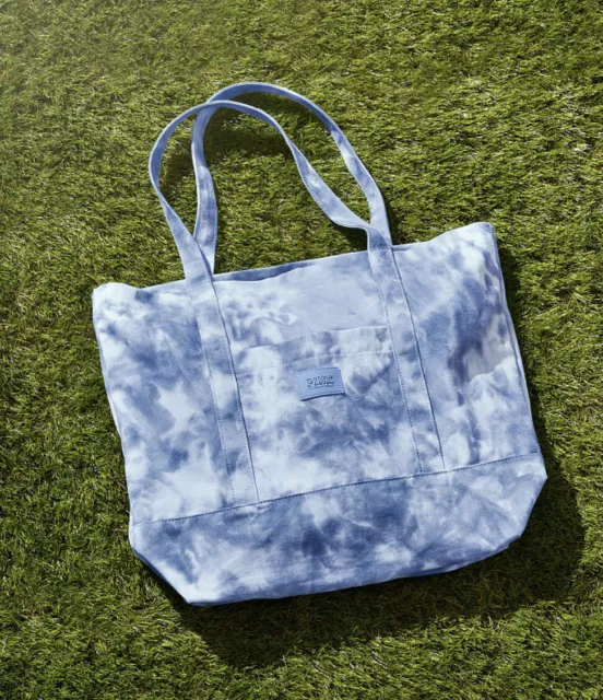 NWT Victorias Secret Pink VS Tote Bag Blue Tie Dye Canvas Tote
