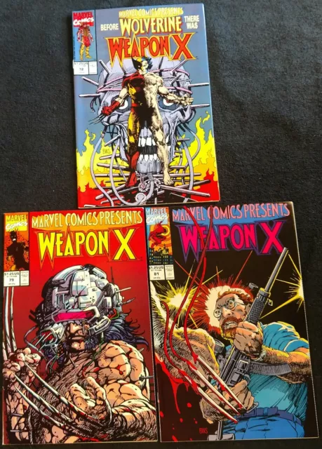 Marvel Comics Presents 72 (NM,1st Weapon X), 79 (1st Full Weapon X), 81 (NM+)