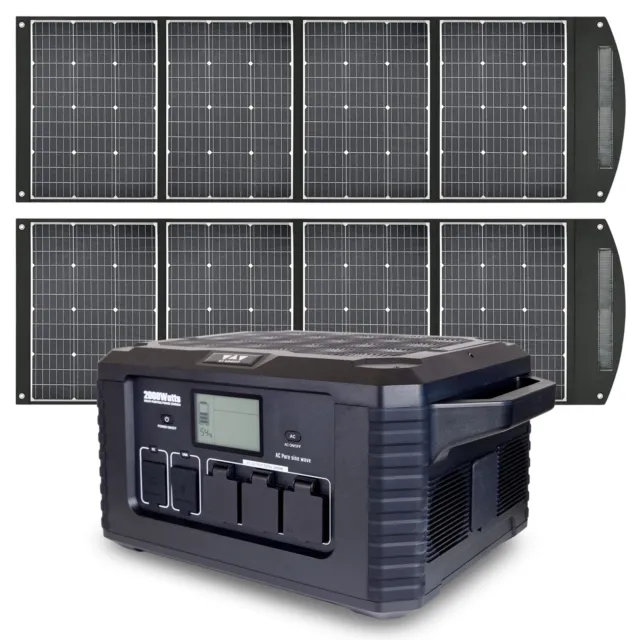 Generador de energía Banco de energía solar Panel solar MP2000 2x EP300 + Estación de energía 2.264 Wh
