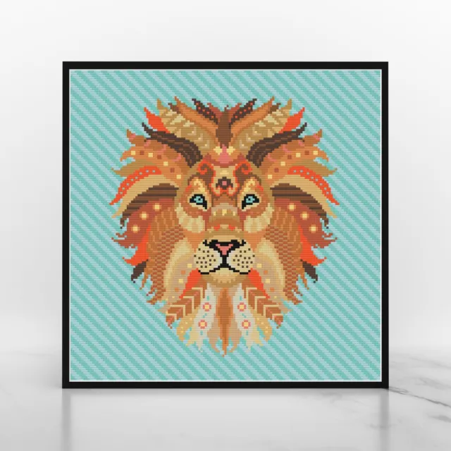 Mandala Lion Diamond Painting Kit, Round Full Drill 5D by Meloca Designs