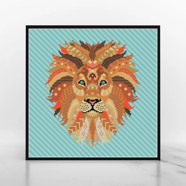 Mandala Lion Diamond Painting Kit, Round Full Drill 5D by Meloca Designs