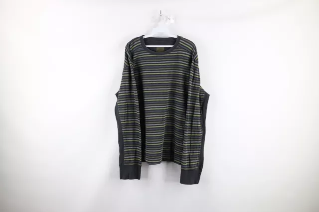 prAna Mens Size XL Striped Thermal Waffle Knit Organic Cotton Long Sleeve Shirt