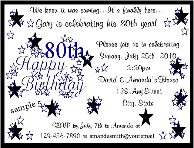 80TH BIRTHDAY PARTY Invitations $3.50 - PicClick