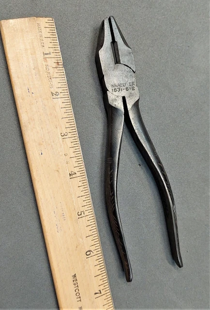 Vintage KRAEUTER USA No. 1831-6 1/2 Linesman Pliers W/Pattern Grips GREAT SHAPE!