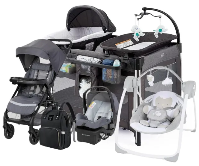 Unisex Baby Combo Stroller Travel System With Car Seat Playard Diaper Bag Swing